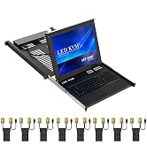 1U Rack Mount KVM Console, MT-Viki 8 Port KVM VGA Switch w/17'' LCD Monitor & KVM Cables, LCD KVM...
