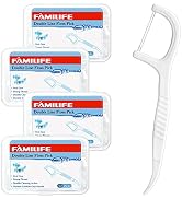 FAMILIFE Dental Floss Picks, Double Line Flossers 200 Count, Unwaxed Flossing Thinner and Tougher...
