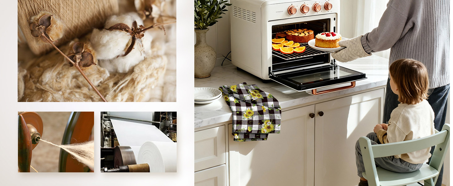 Miss Adola Cotton Kitchen Towels, Oven Mitt and Pot Holder Sets