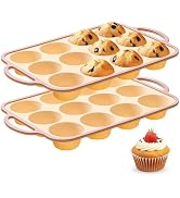 Fimary Silicone Muffin Pans for Baking 2 Pack, 2.6 Inch with Metal Reinforced Frame, Regular Size...