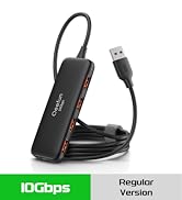 Qeefun 10Gbps USB 3.2 Hub with 4 USB A Ports, USB 3.2 Gen 2 Splitter, 4ft Extended Long Data Cabl...