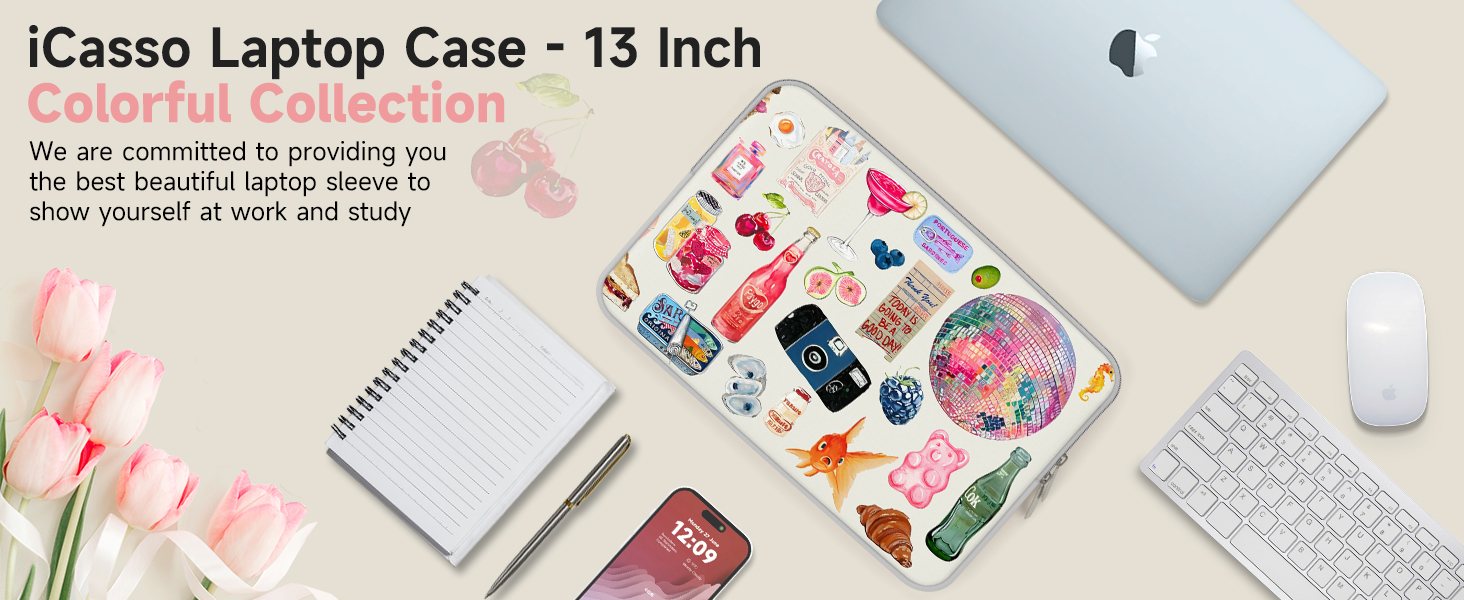 iCasso Cute Laptop Sleeve for MacBook Air 13-14 inch