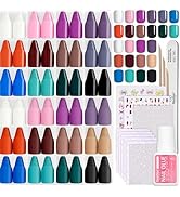 Beetles Press on Nails Kit 576Pcs 24 Colors, Press on Nails Short Square Glossy Matte With Nail G...