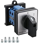 Baomain Rotary Universal Changeover Switch with DIN Rail Mounted 35mm 660V 20A 1-0-2 3 Positions ...