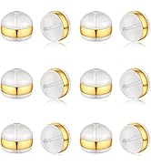 DELECOE 12pcs Gold Soft Silicone Earring Backs for Studs Gold Belt Rubber Earring Backs Replaceme...