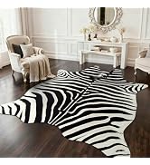 BENRON Premium Zebra Rugs for Living Room Bedroom, Non-Slip Throw Rug for Home Decor, Faux Zebra ...