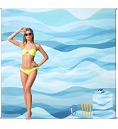 HIHOHO Beach Blanket Waterproof Sandproof Beach Mat for 1-8 Adults Quick Drying Durable Outdoor P...
