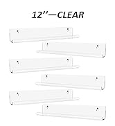 Hexsonhoma 12 Inch Clear Acrylic Vinyl Record Shelves, Vinyl Record Wall Shelf Storage, Wall Moun...