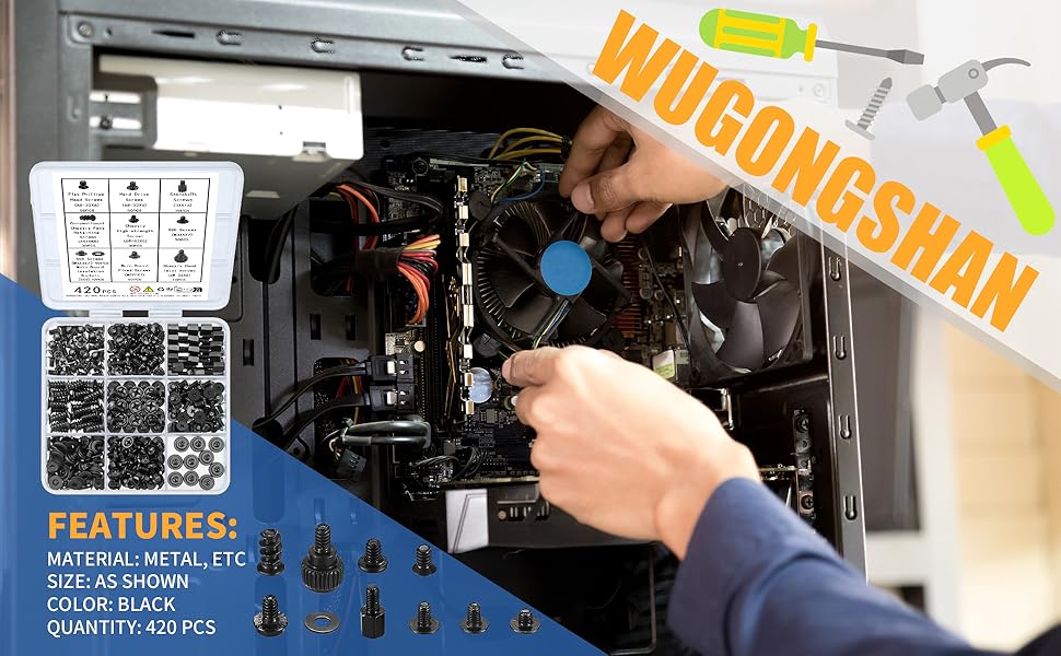 420pcs Computer Screws, Motherboard Standoffs and Screws Kit