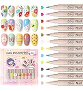GELLAKTIK 12 Colors Nail Art Pens Set, 3D Nail Polish Pens, Quick-Drying Acrylic Paint Markers, 0...