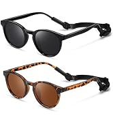 Vcarsian Cute Kids Polarized Sunglasses,Baby Sun Glasses with Strap for Toddler Girls Boys Flexib...