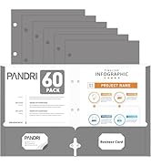 Two Pocket Portfolio Folders, PANDRI 60 Pack 3 Hole Punched 2 Pocket Folders for 3 Ring Binder, L...