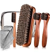 7 Pcs Horsehair Shine Shoes Brush Kit Polish Dauber Applicators Cleaning Leather Shoes Boots Care...