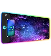 ToLuLu RGB Gaming Wireless Charging Mouse Pad, 7.5/10/15W 10 Light Modes LED Mouse Pad Computer K...