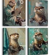 Otter Bathroom Canvas Wall Art