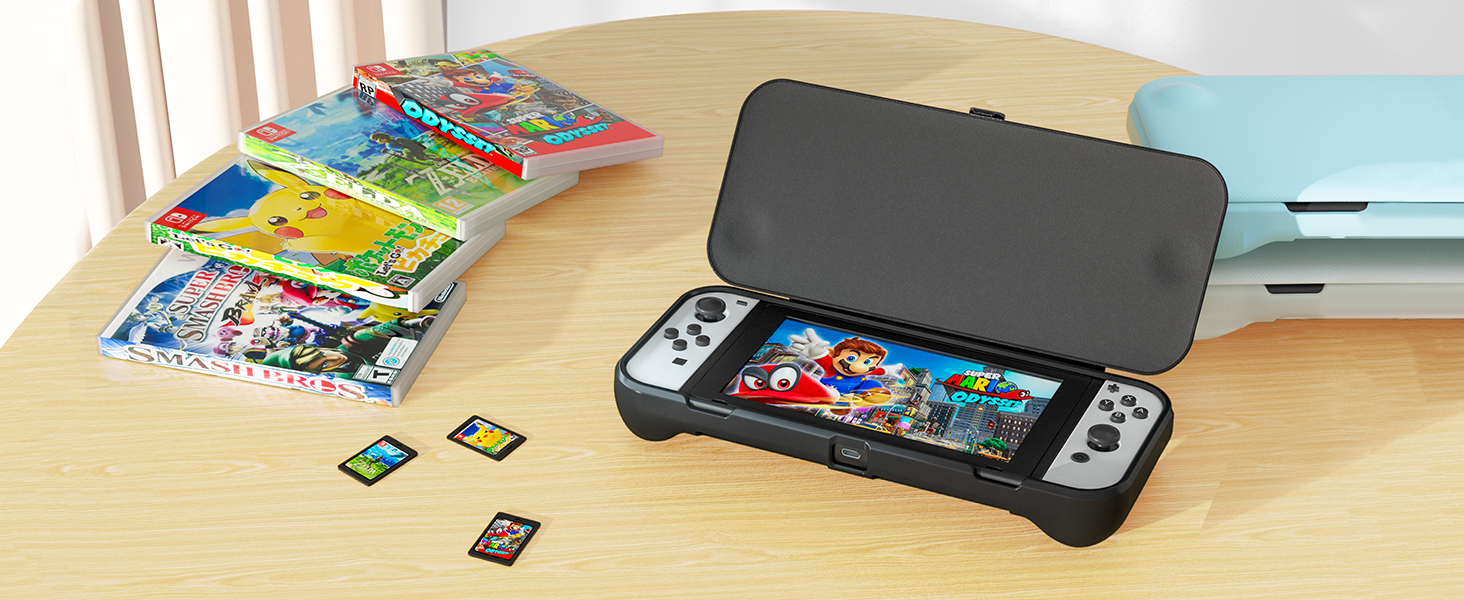 ProCase Flip Cover for Nintendo Switch OLED with 2 Pack Tempered Glass Screen Protectors
