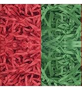 Jremreo 8 oz / 250g Christmas Grass Basket Filler Bulk, Red Green Crinkle Cut Paper Shred Fillers...