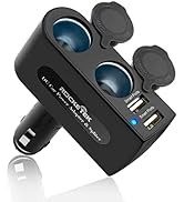 Rocketek 2-Socket Car Splitter Cigarette Lighter Adapter 4 in 1 Multi Power Outlet 12/24V 90W wit...