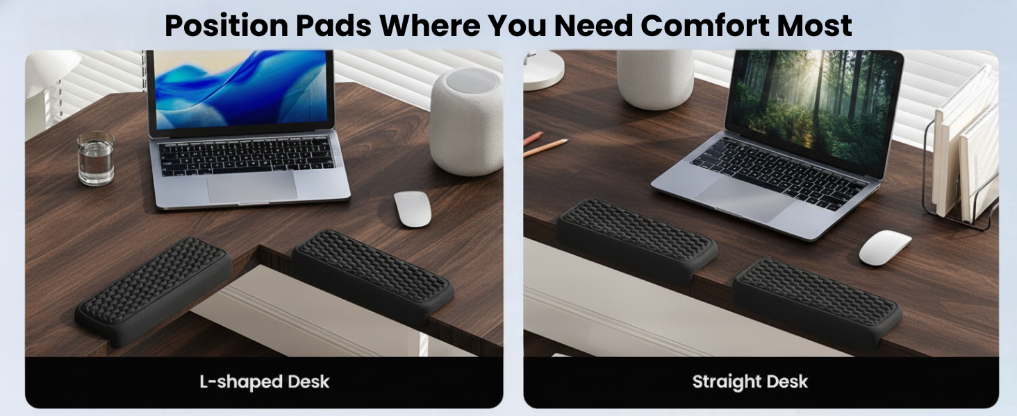 L-Shaped Memory Foam Desk Edge Cushion (2-Pack), Ergonomic Elbow Wrist Rest for Desk