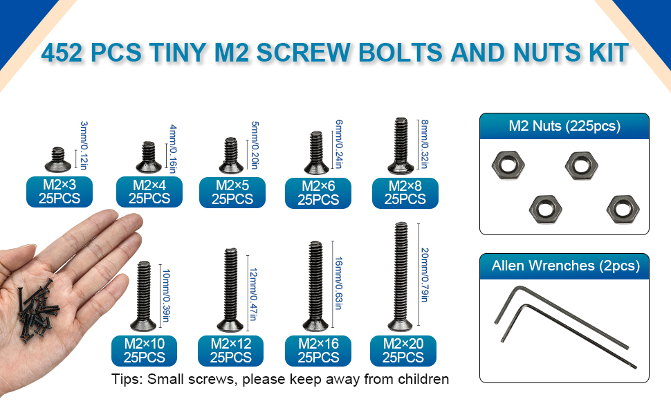 M2 Hex socket flat head cap screws set