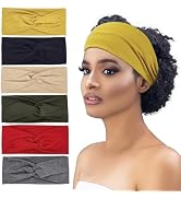 HFZRZFH 6 Pack Wide Headbands for Women's Hair, Non-Slip Stretchy Twist Cross Hair Bands for Yoga...