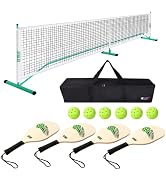 GSE Portable Pickleball Complete Net Set with Professional Pickleball Net, 4 Pickleball Paddles, ...