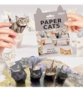 DIY Paper Cats,50 Sheets DIY Origami Paper to Fold Cute Cats Figures,Fun 3D Paper Cat Models,Desk...