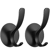 GERUIKE Adhesive Towel Hooks 2 Pack,Matte Black 304 Stainless Steel Hand Towel Hooks for Bathroom...