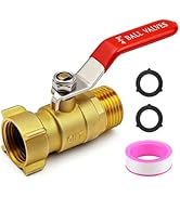 Heavy Duty 3/4" GHT Brass Garden Hose Shut Off Valve - Full-Flow Design, 304 Stainless Steel Hand...