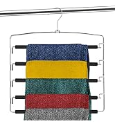 5 Tier Pant Hangers Non Slip with Foam (3PK) Space Saving Pant Hangers for Men and Women Jeans Pa...