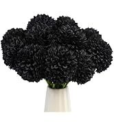 YGbridge Artificial Ball Chrysanthemums Flowers, 12PCS Artificial Black Silk Flowers, Faux Mums f...