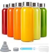 Sursip 10 oz Glass Juice Bottles, 6 Pack with Stainless Steel Lids – Reusable Small Glass Bottles...