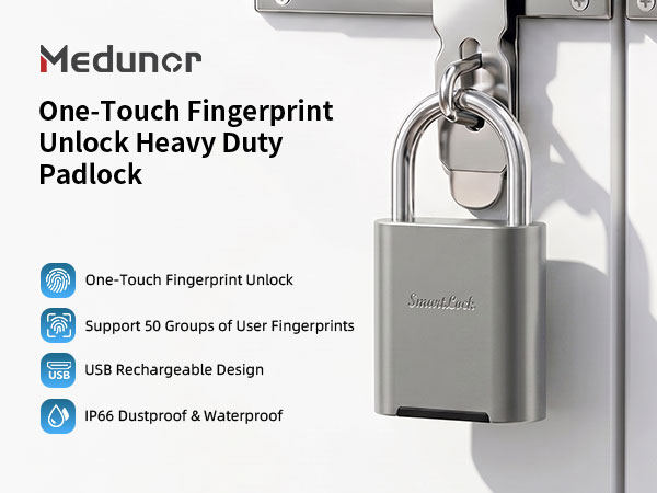 One-Touch Fingerprint UnlockHeavy Duty Padlock