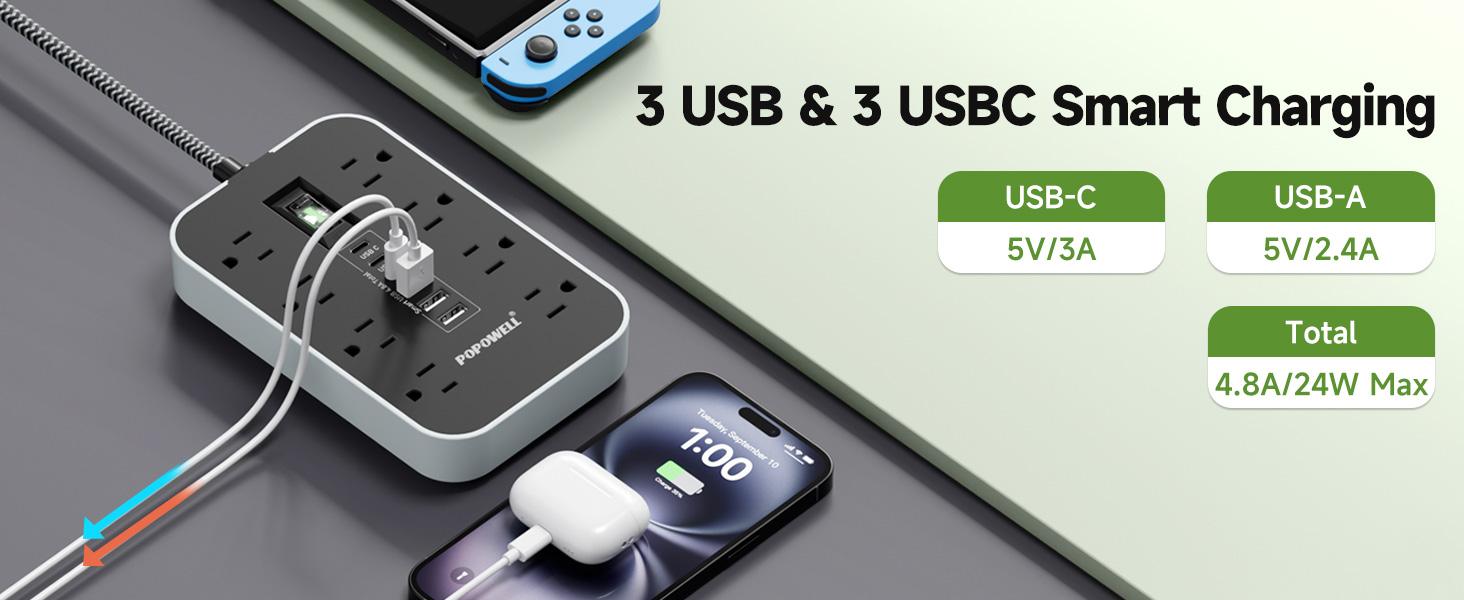 power strip with 6usb