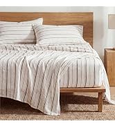 Bedsure Striped Sheets Queen Size - Fits Mattresses Up to 16" Deep - 4 Piece Breathable Bed Sheet...