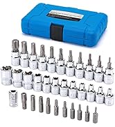 MIXPOWER 3/8" Drive Torx Bit Socket and E-Torx (Star) Socket Set 34 Pieces, Female E-TORX Star So...