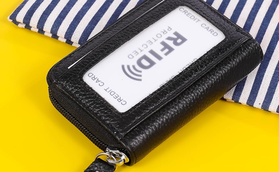 ZHOMA RFID Blocking Premium Genuine Leather Credit Card Case Wallet