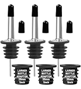 USEAMIE 3 Pack Stainless Steel Liquor Pour Spouts, Classic Bottle Pourers with 6 Caps, 3 Adapters...