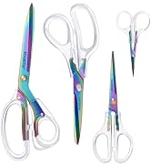 SCAIKTIG Acrylic Scissors, Office Scissors for Desk Set, Clear Comfort-Grip Handles and Titanium ...