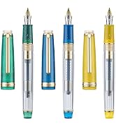 Set of 3 Jinhao 82 Fountain Pens Transparent Starry Sky Color Acrylic Fine Point Gold Trim with C...