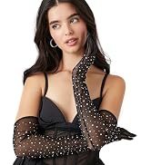 YAEISM Rhinestone Sheer Gloves Sparkly Long Mesh Gloves Elbow Length Tulle Gloves for Women Party...