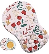 Ergonomic Mouse Pad Wrist Support and Coaster Set, Gaming Mouse Pad Wrist Rest, Memory Foam Massa...