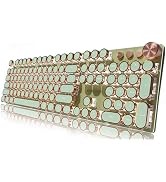 EWEADN Typewriter Style Mechanical Gaming Keyboard, Wired Mechanical Keyboards,104 Keys Backlit L...