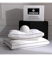 DOWNSTORIA Feather Down Pillows Queen Size Set of 2 with Gusset, Luxury Hotel Collection Bed Pill...
