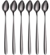 tiokin Black Long Handle Iced Tea Spoon,7.8-Inch Coffee Spoon,Ice Cream Spoon, Stainless Steel Te...