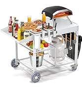 COZEER Outdoor Grill Table for Blackstone Griddle, Pizza Oven Table, Movable Grill Cart Pizza Ove...