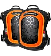 FREEKYROCK Knee Pads for Work with Heavy Duty Cap, Strong Double Strapss, Orange