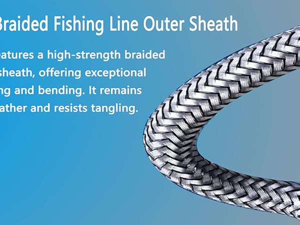 Fishing line braided protective sleeve: high strength, tangle-free