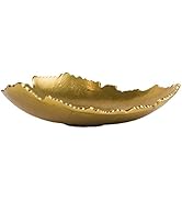 Red Co. 12” Decorative Antique Golden Allure Torn Metal Centerpiece Bowl with Sculpted Edges