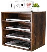 PAG Mail Sorter Organizer, Wood Countertop Literature Organizer, Office Supplies Desktop File Bil...